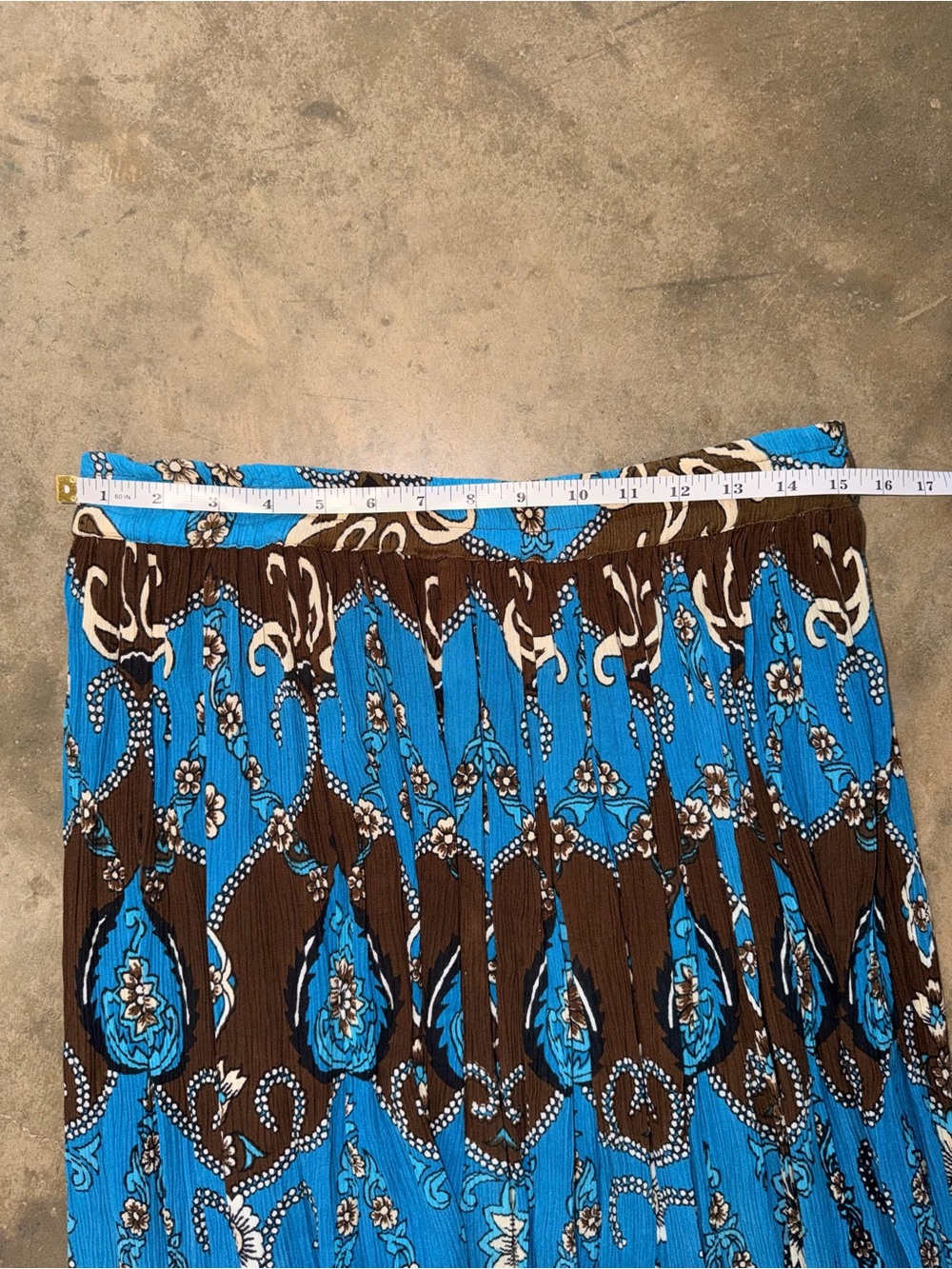 Collections Etc Paisley Boho Midi Skirt Blue Brown Rayon India Women’s M - Picture 6 of 8